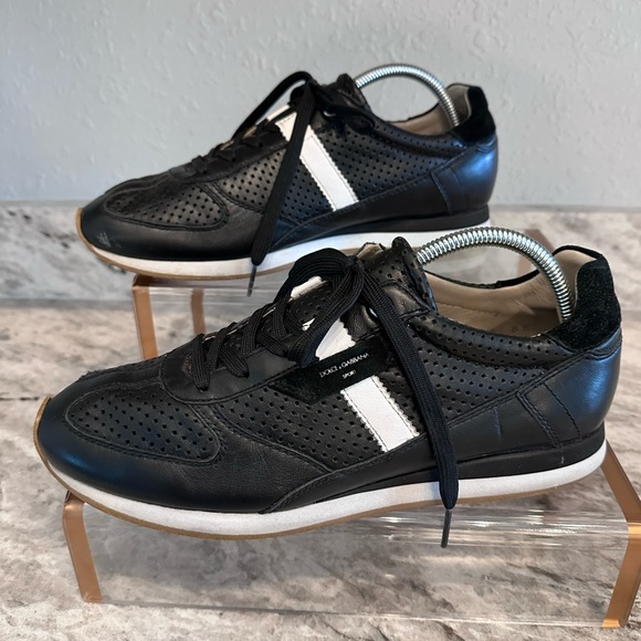 DOLCE & GABBANA Leather Colorblock Pattern Sneakers Sz 8.5 - Picture 4 of 10